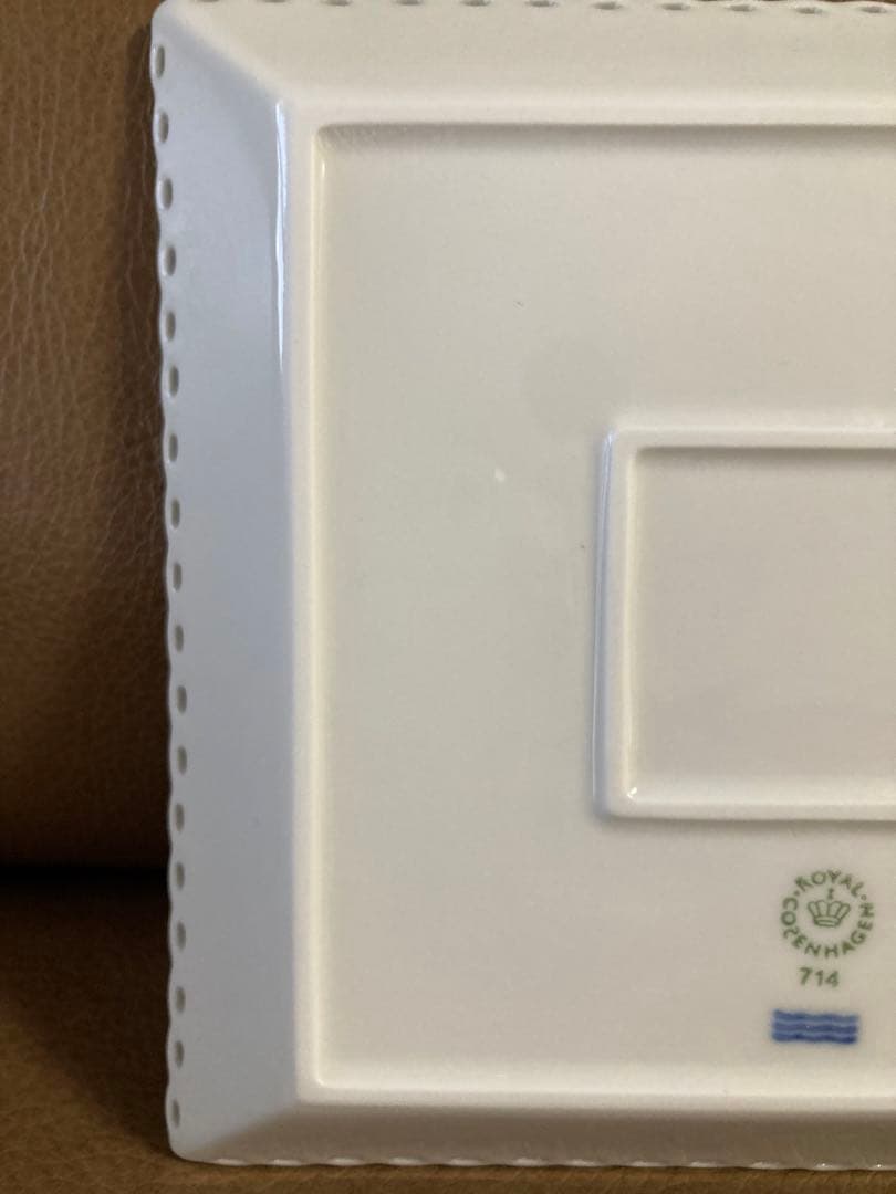 未使用 ロイヤルコペンハーゲン ホワイトフルーテッド フルレース スクエア S