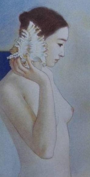 高塚省吾、【潮騒】、希少な額装用画集より、新品額装付、状態良好