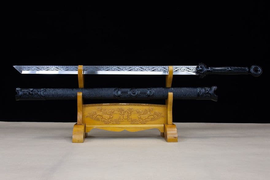 金墨竜唐横刀-高性能マンガン鋼 古兵器 武具 刀装具 日本刀 模造刀 居合刀