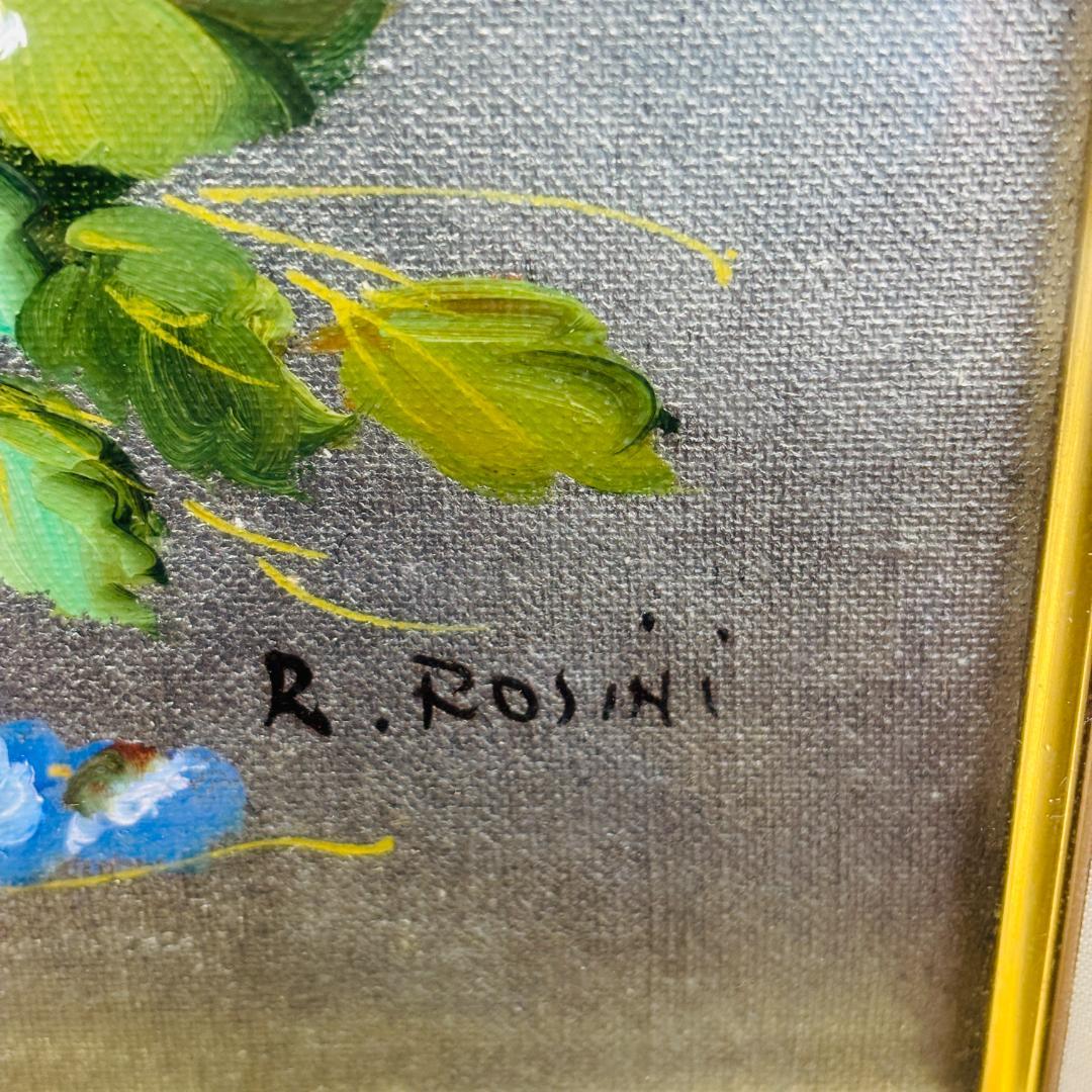 R. Rosini サイン入り 油彩画 花の静物 額装 F4号 インテリア