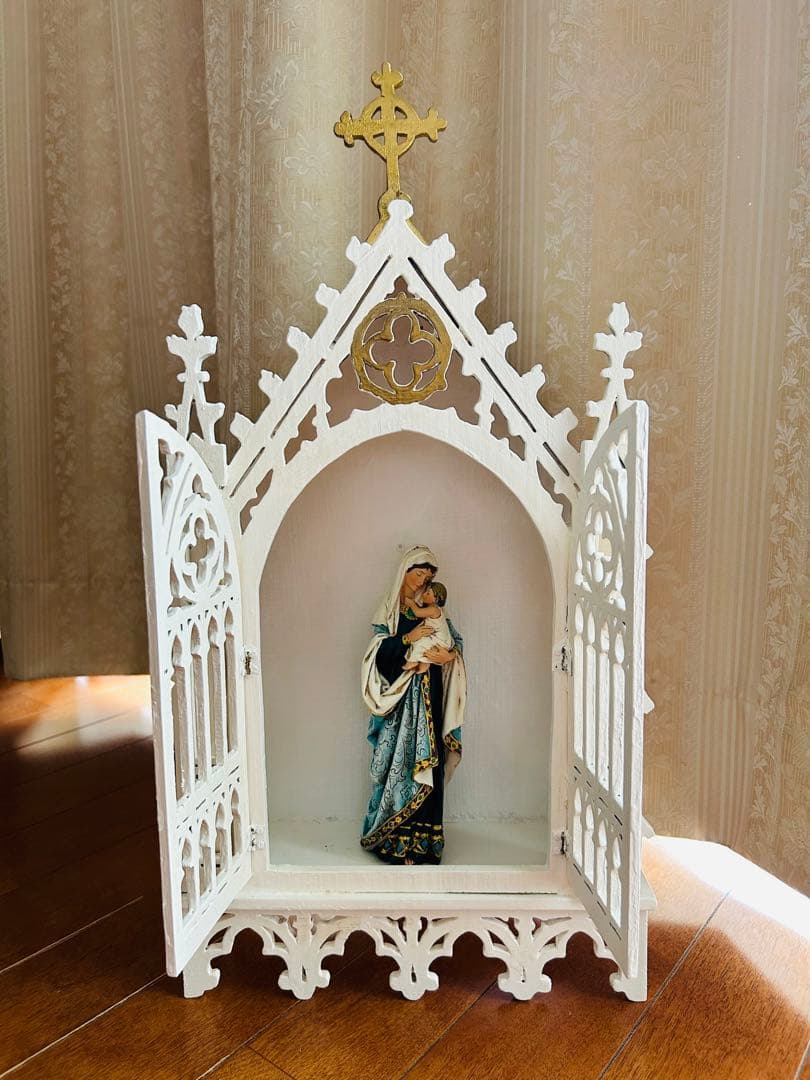 【超希少】✞ゴシック様式祭壇＋マリア像2体＋天使像　カトリック