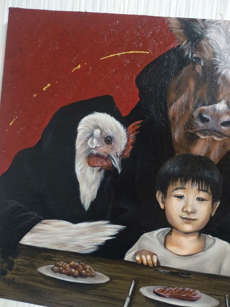 絵画切り絵現代アート谷村篤秀作人物画一点物