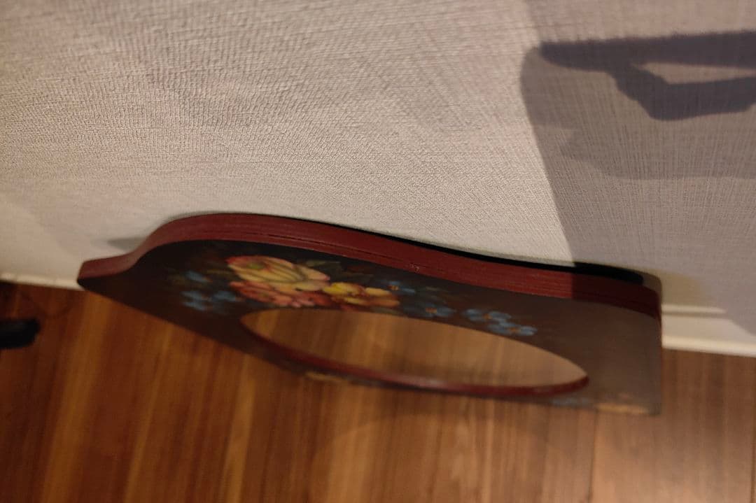 トールペイント 壁掛け鏡 ウォールミラー 手描き ハンドペイント 木製 バラ