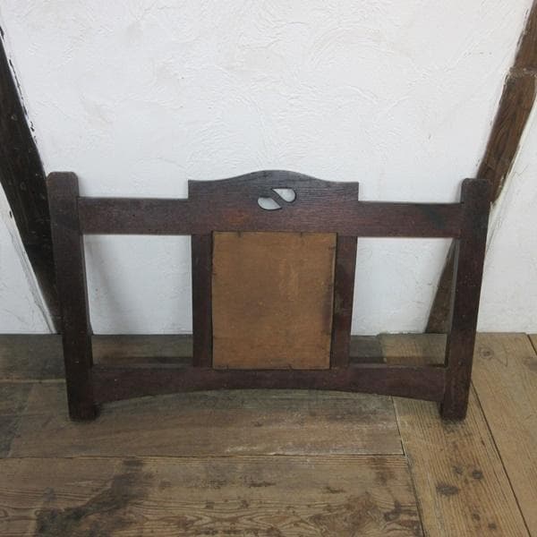 英国 アンティーク 家具 ウォールハンガー フック ミラー付き 木製 6697d