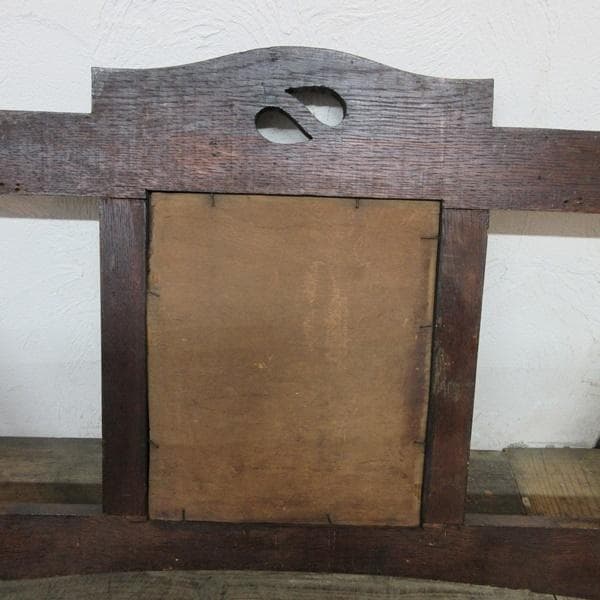 英国 アンティーク 家具 ウォールハンガー フック ミラー付き 木製 6697d