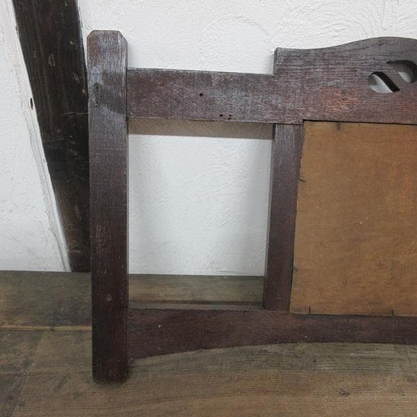 英国 アンティーク 家具 ウォールハンガー フック ミラー付き 木製 6697d