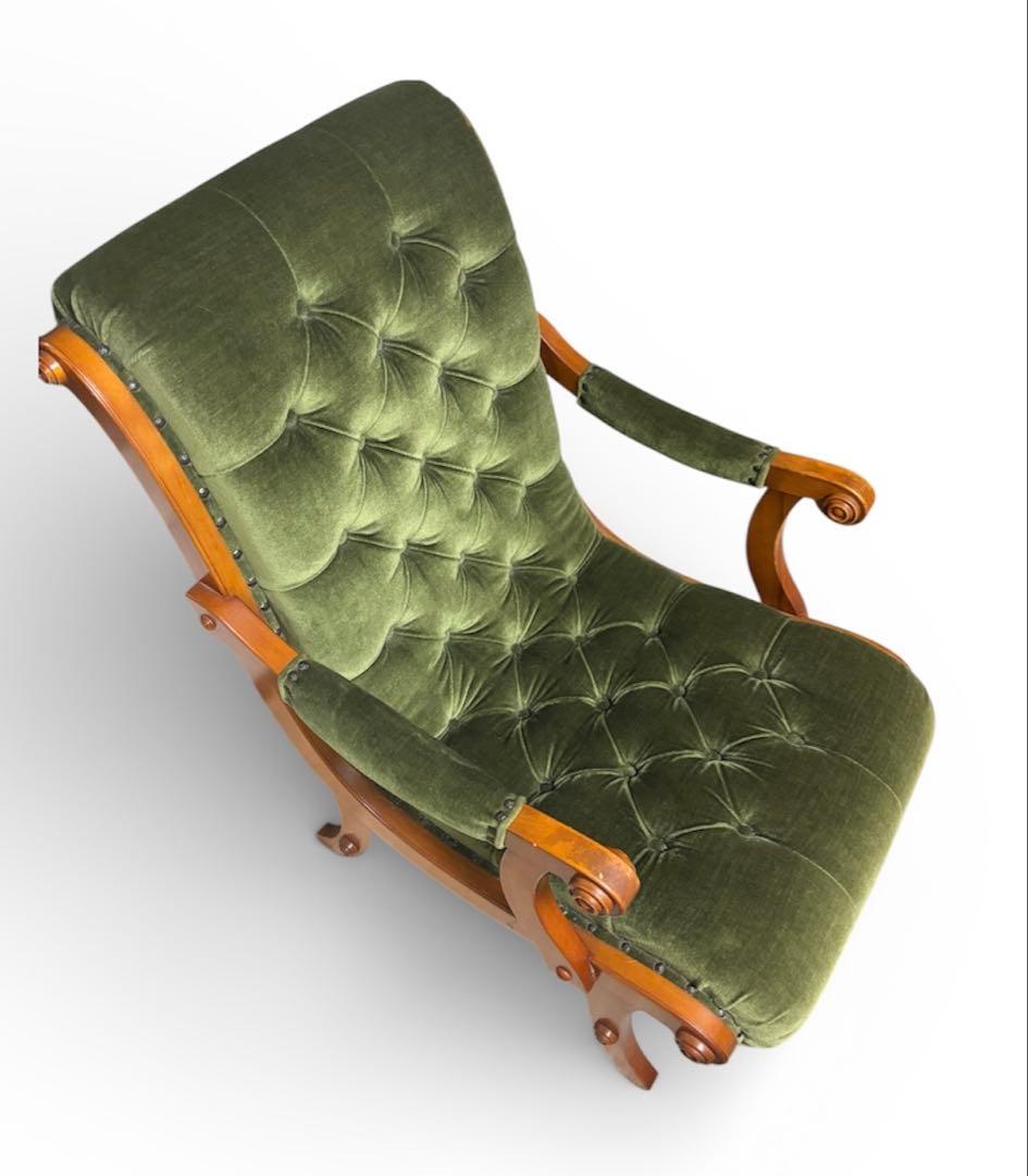 横浜ダニエル アームチェア ヴィンテージ グリーン 木製 1人掛け