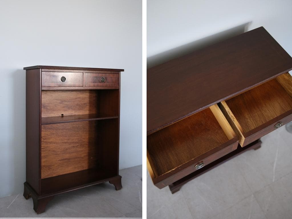 英国アンティーク木製ブックシェルフ/本棚/食器棚/飾り棚/収納ラック92