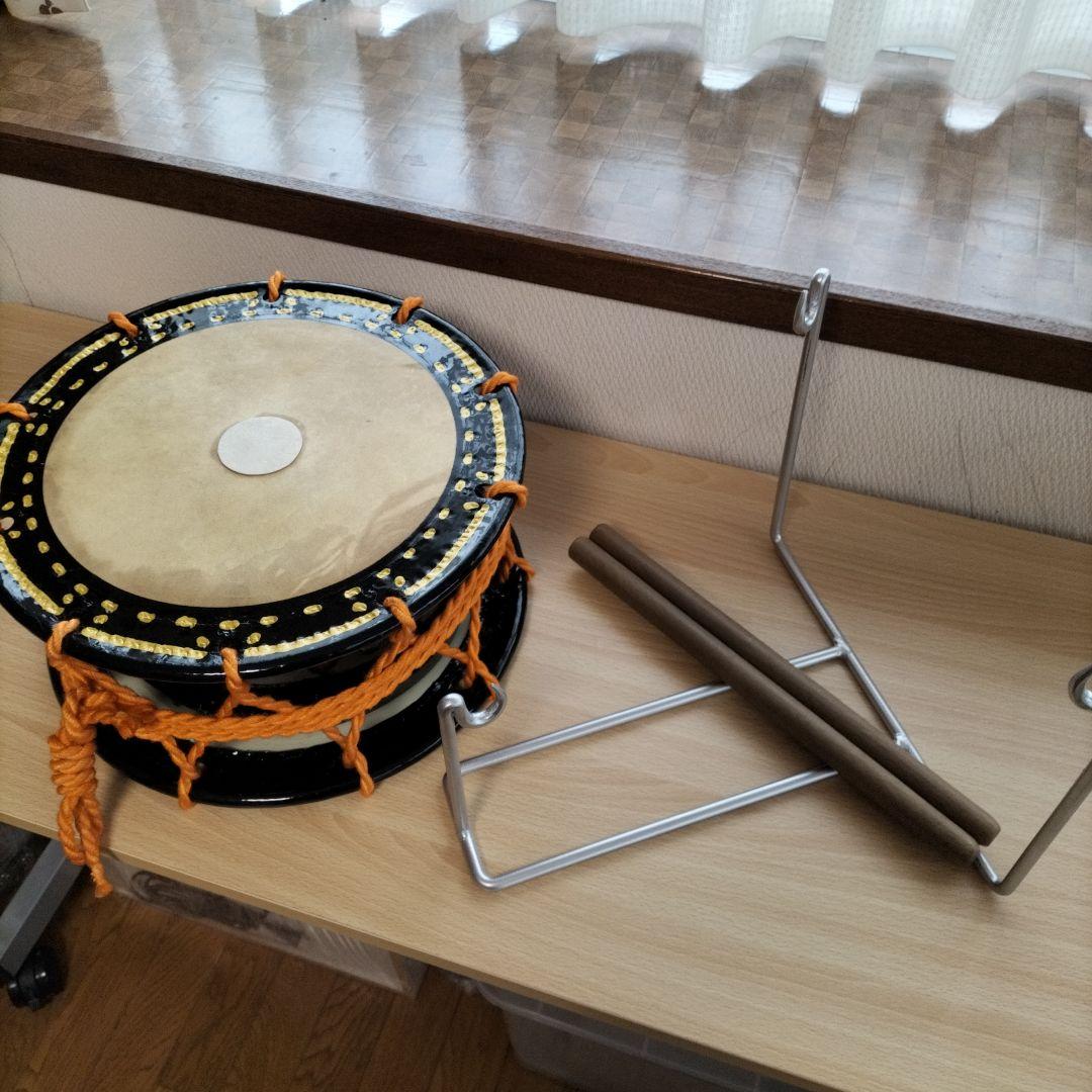 締太鼓　テレン台　バチ2本付　中古良品
