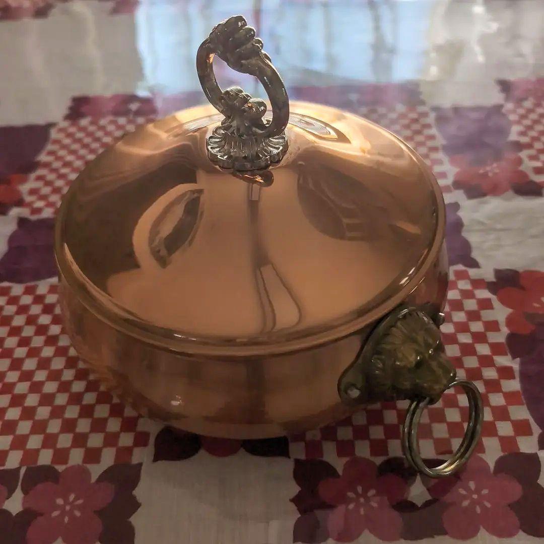 純銅製　インテリアポット　ライオンヘッド　両手鍋　鍋