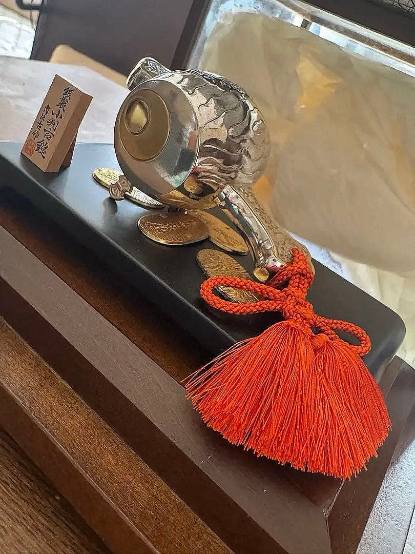 武比古作 銀製置物 銀製小判古槌 縁起物 福運招来 商売繁盛