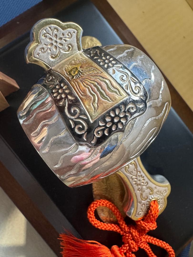 武比古作 銀製置物 銀製小判古槌 縁起物 福運招来 商売繁盛