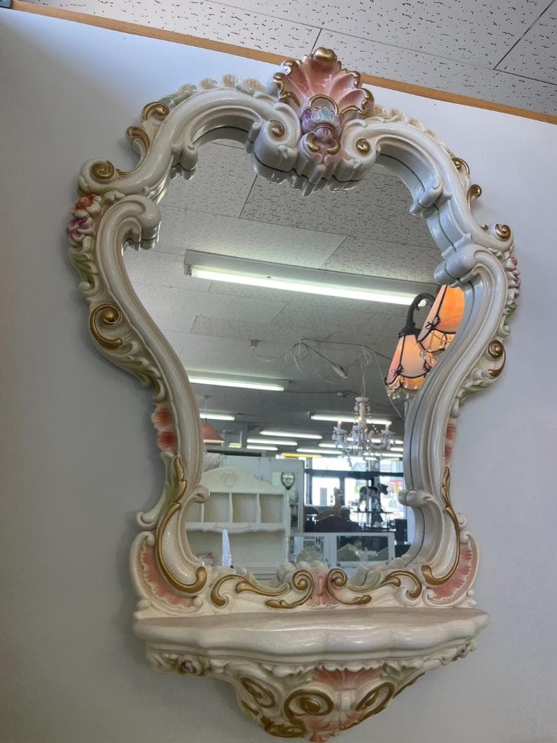 ロココ調　ミラー　鏡　ロココ　プリンセス　コンソール付き　ヨーロピアン　輸入