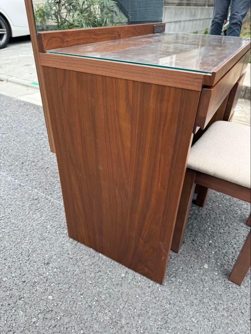 高野木工　レッチェ80 ドレッサー　化粧台　ウォールナット無垢材　椅子付き