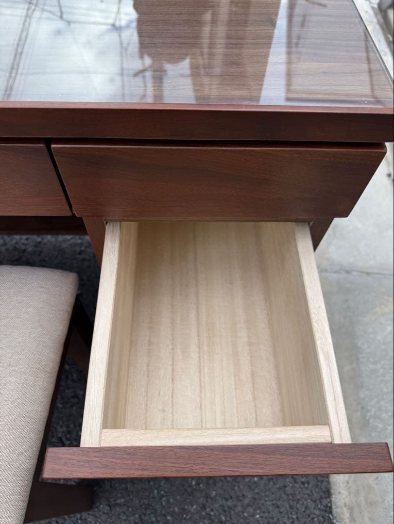 高野木工　レッチェ80 ドレッサー　化粧台　ウォールナット無垢材　椅子付き