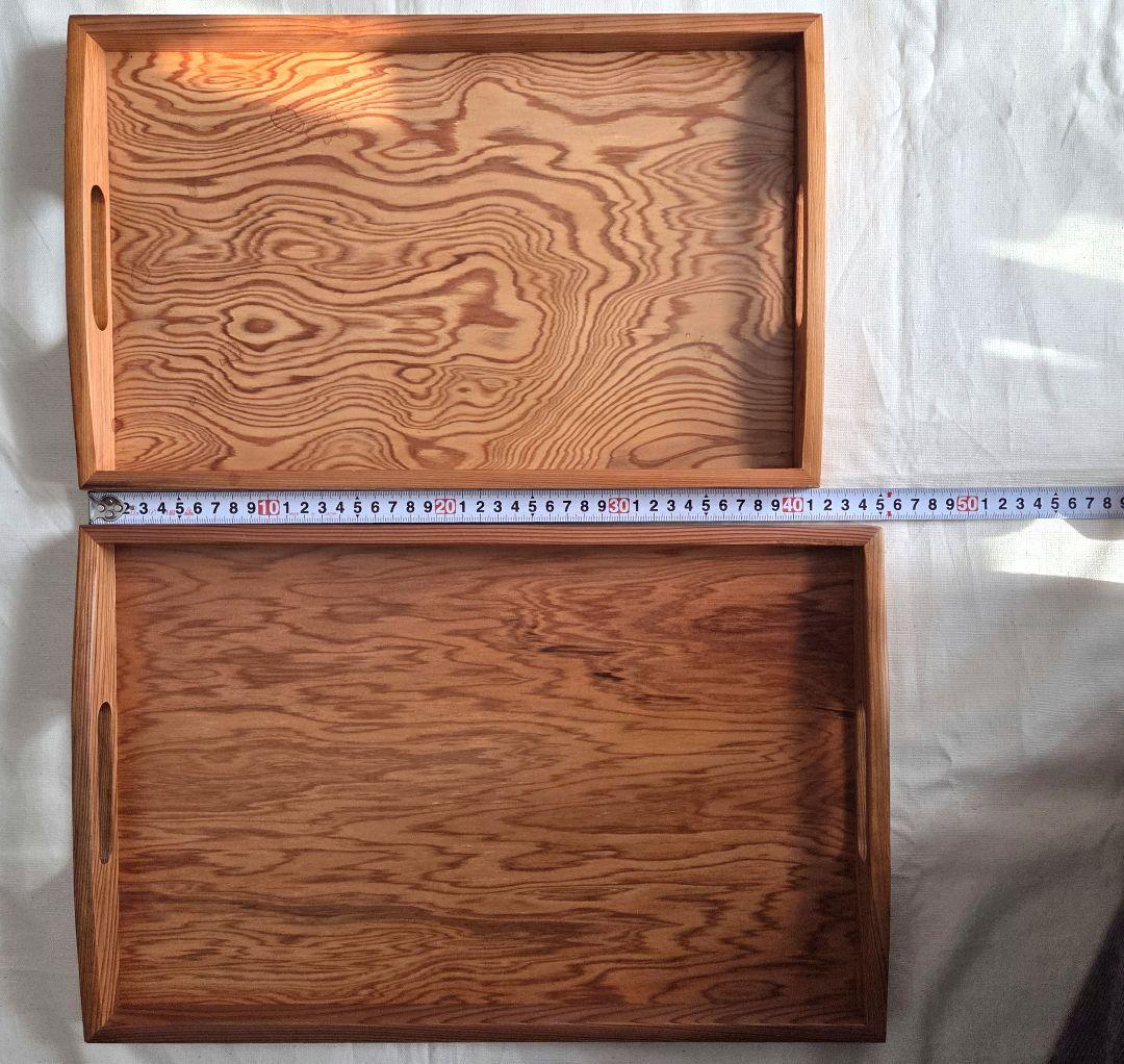 屋久杉 お盆 L(新品) M(使用済) 2セット 木製トレイセット
