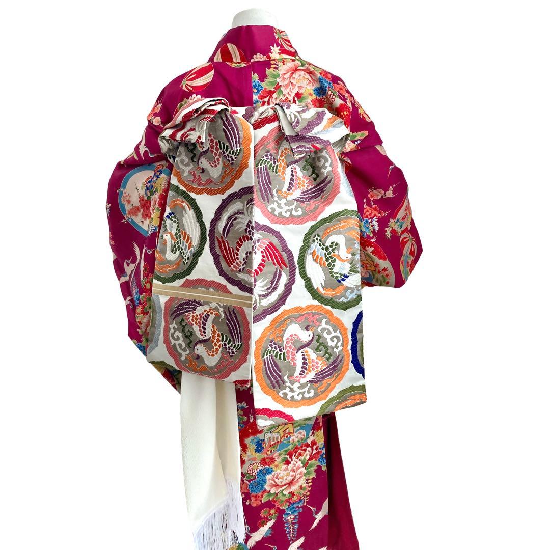 アンティーク 女の子 鶴 子供着物 七五三 アンティーク着物 NO44