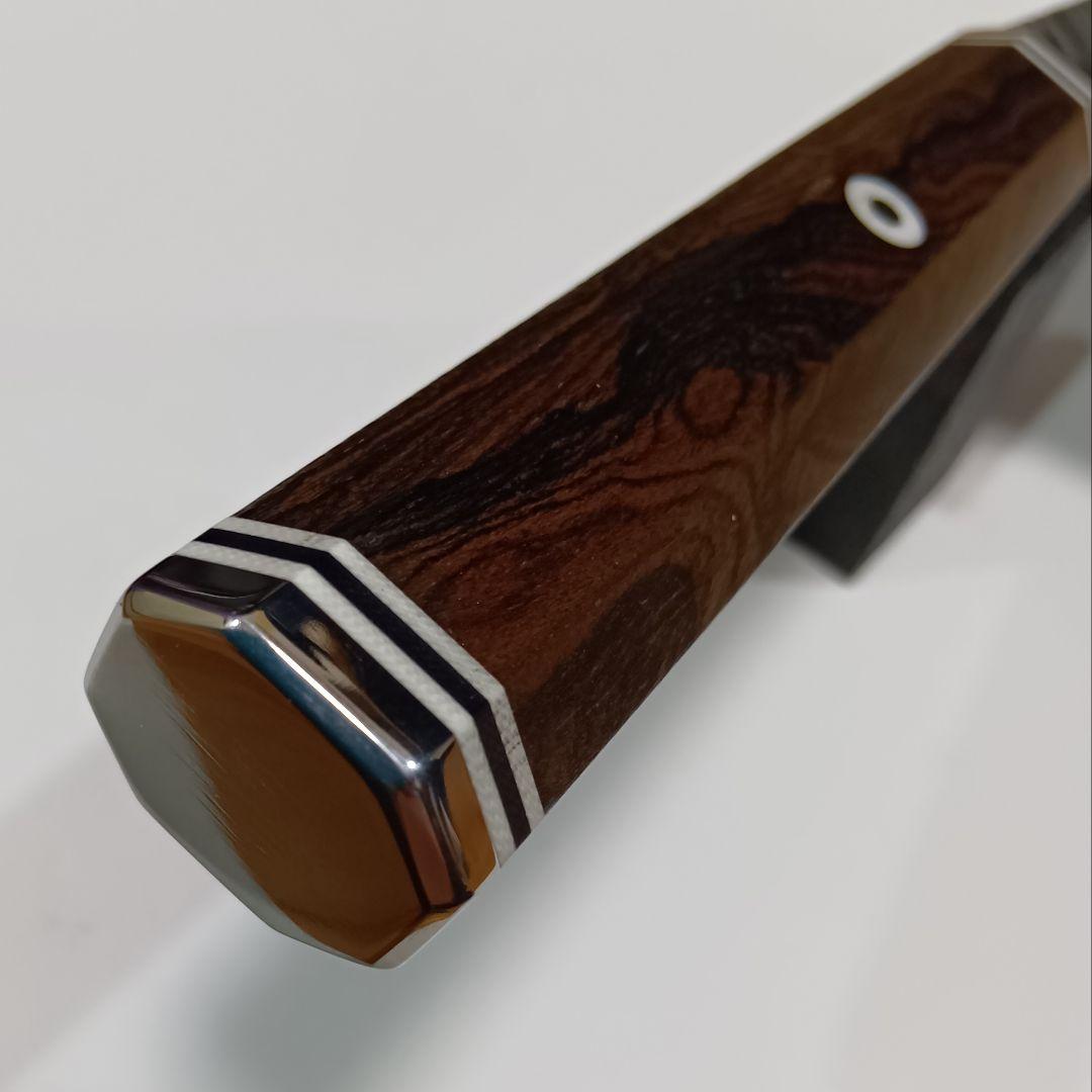 鬼反り切付型 V金10号 9層ダマスカス 牛刀 万能 包丁 24cm 黒檀八角柄