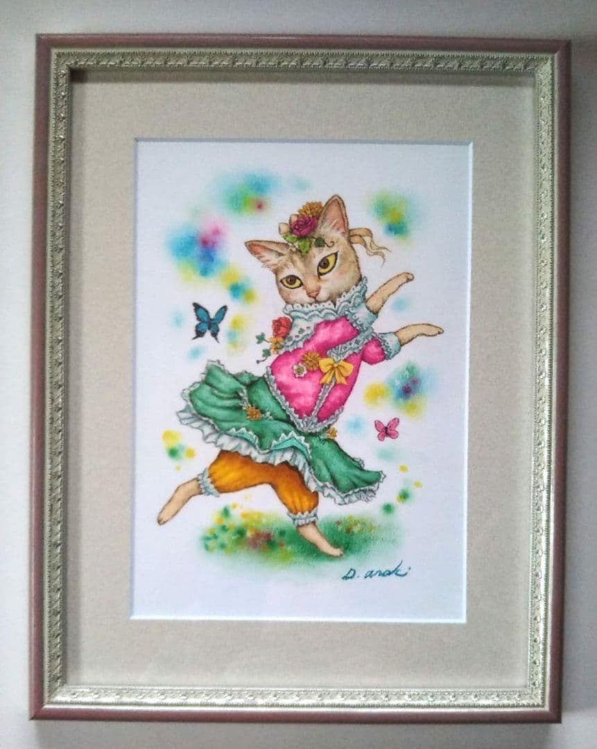 原画】『シンディー』（猫シンガプーラ絵画パステル画）