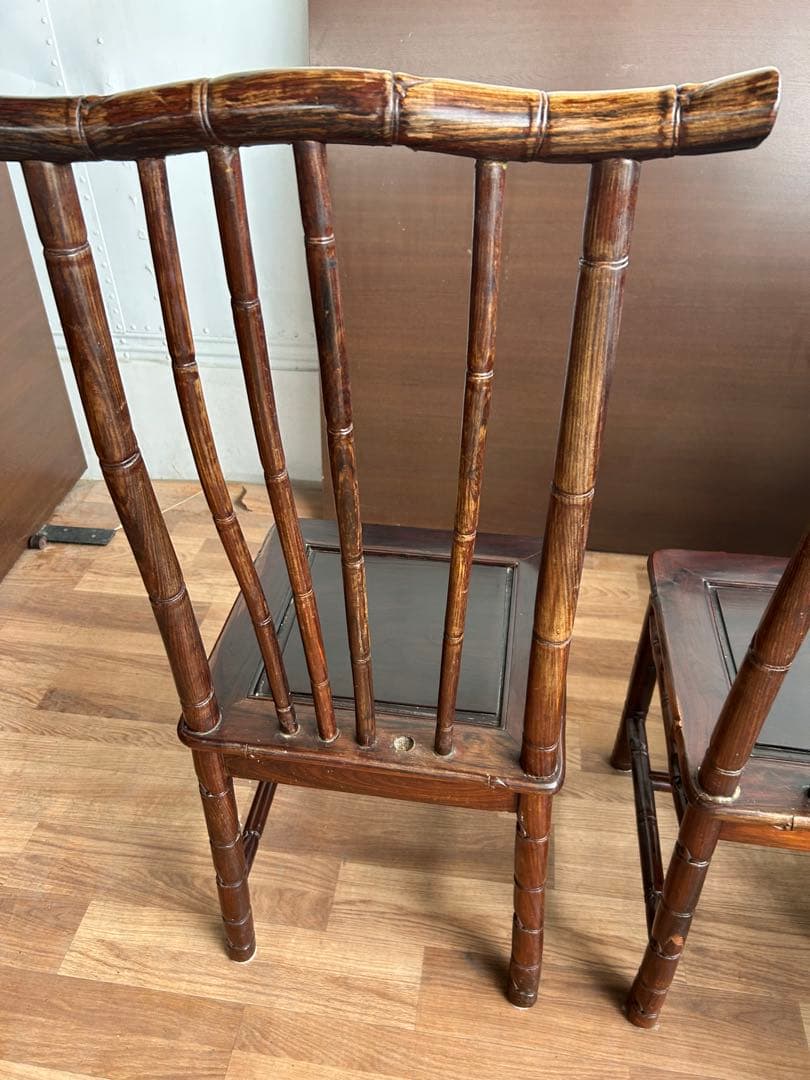 726 中国高級家具 ダイニングチェア 2脚セット 重厚 彫刻　美品　オシャレ