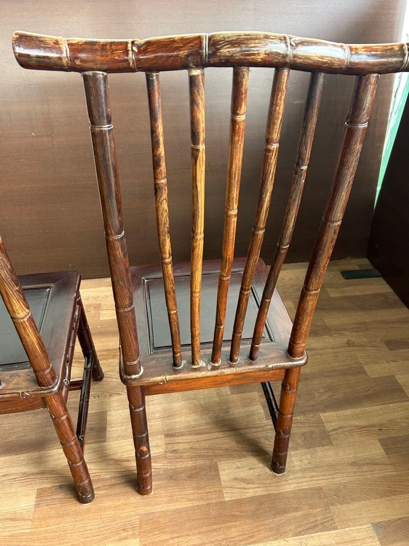726 中国高級家具 ダイニングチェア 2脚セット 重厚 彫刻　美品　オシャレ