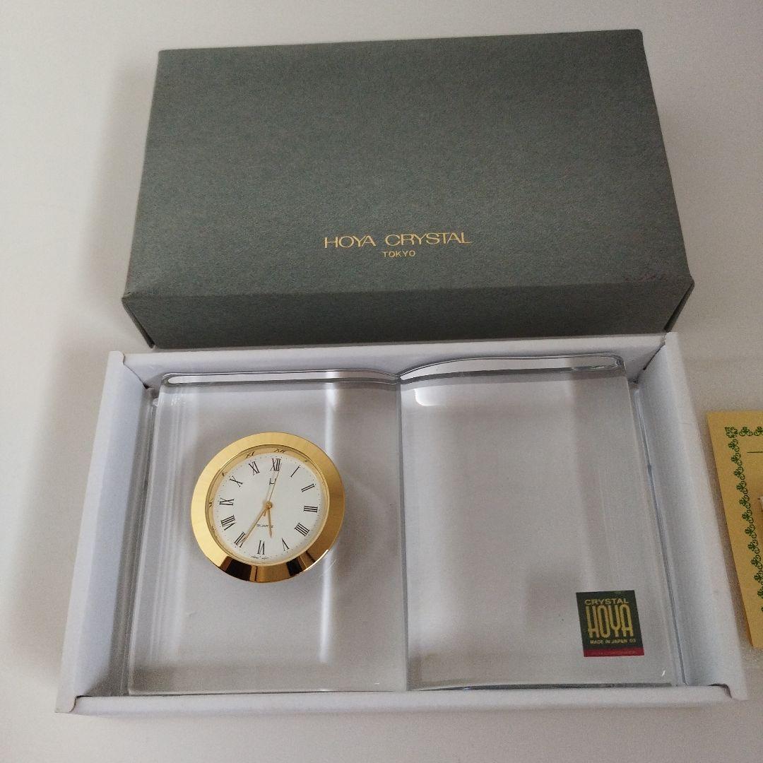 美品】【電池交換済】HOYAクリスタル 水晶電子時計 置時計 クリスタル