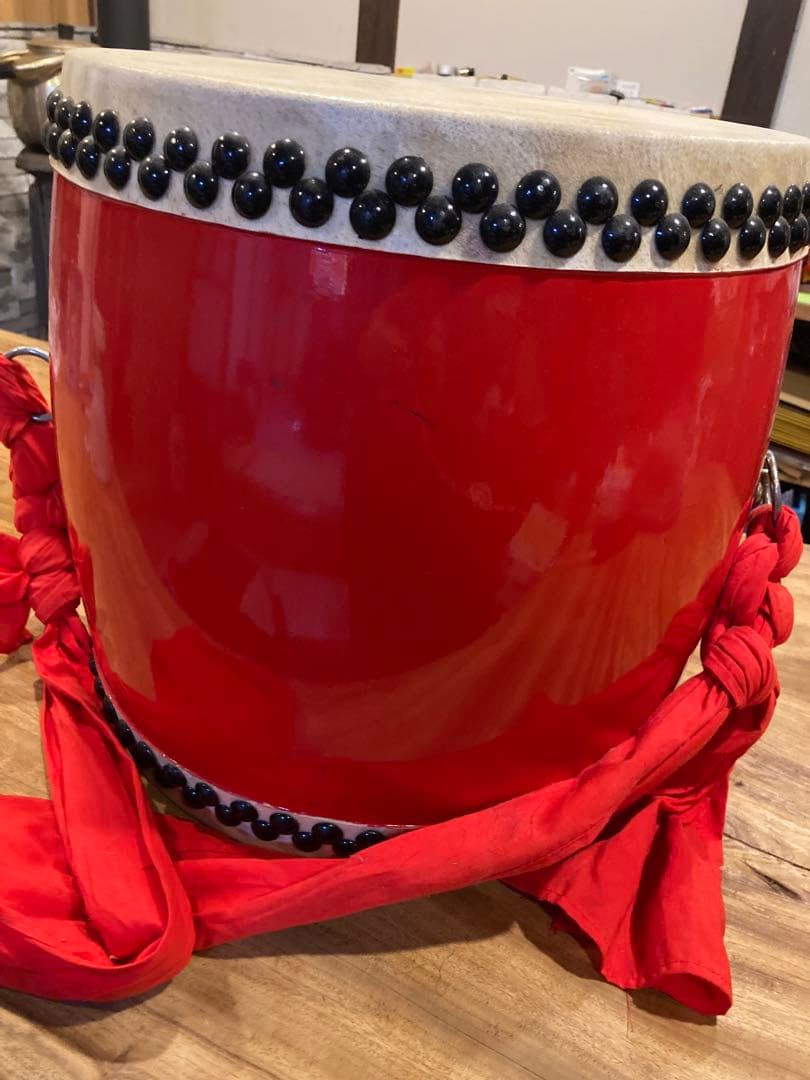 エイサー太鼓　赤い和太鼓 直径約33cm