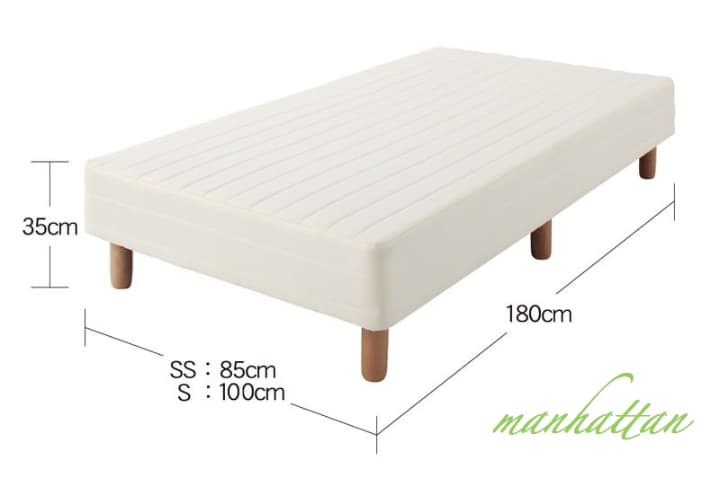 脚付きマットレス ショート丈 セミシングルベッド 北欧 脚15cm