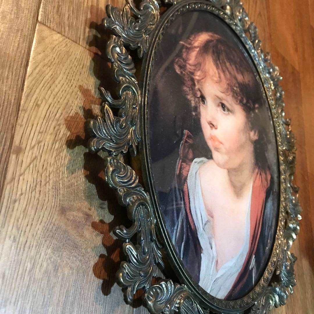 アンティーク 大型 真鍮 オーバル アートフレーム イタリア製