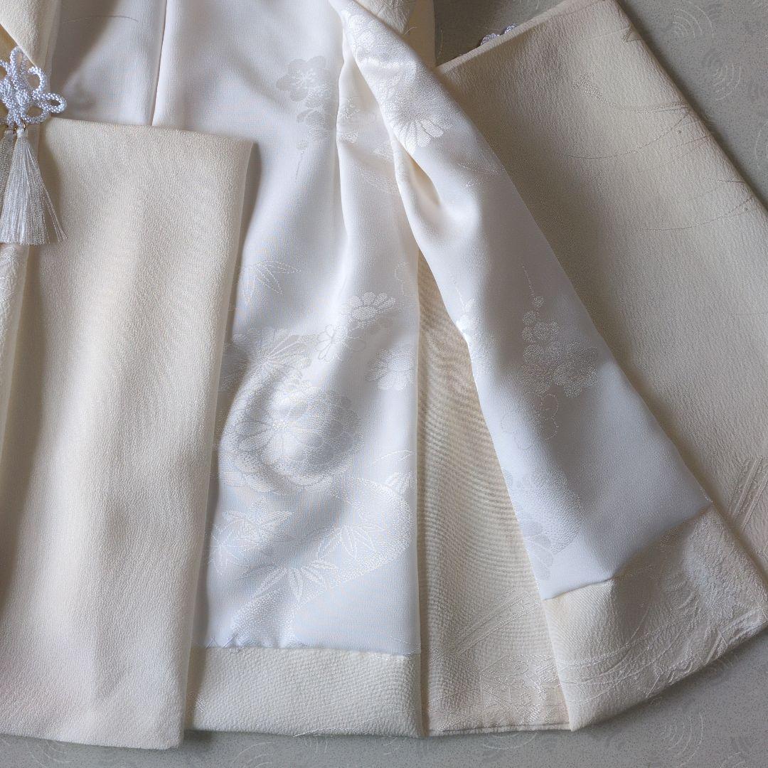 七五三３歳正絹柄入り縮緬中綿無しの被布（新品）ミルキーホワイト