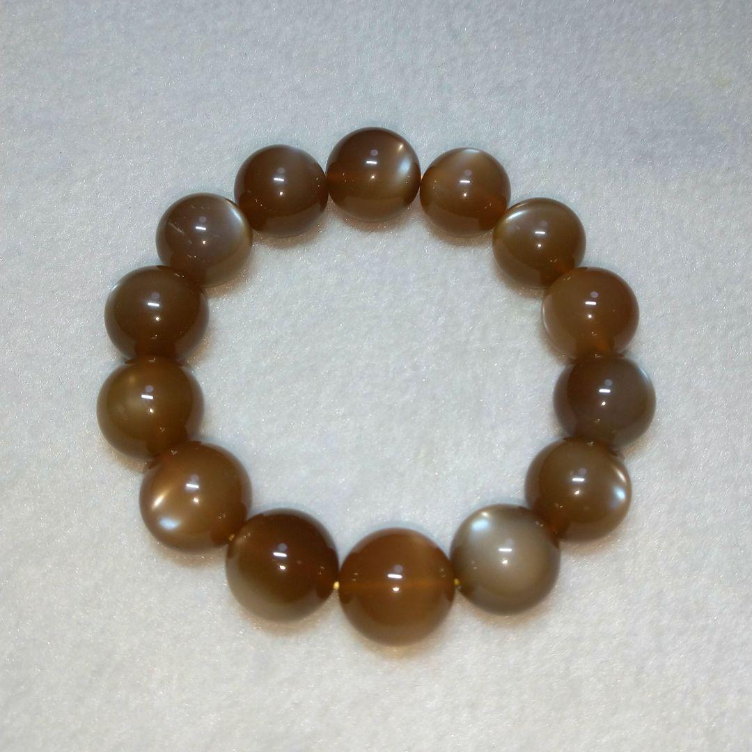 【良質,希少】オレンジムーンストーン　大玉　ブレスレット　全粒シラー入り
