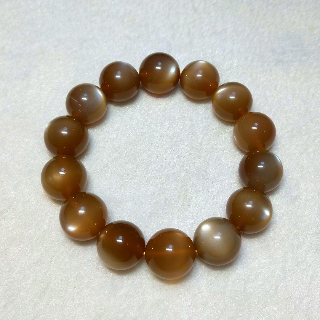 【良質,希少】オレンジムーンストーン　大玉　ブレスレット　全粒シラー入り