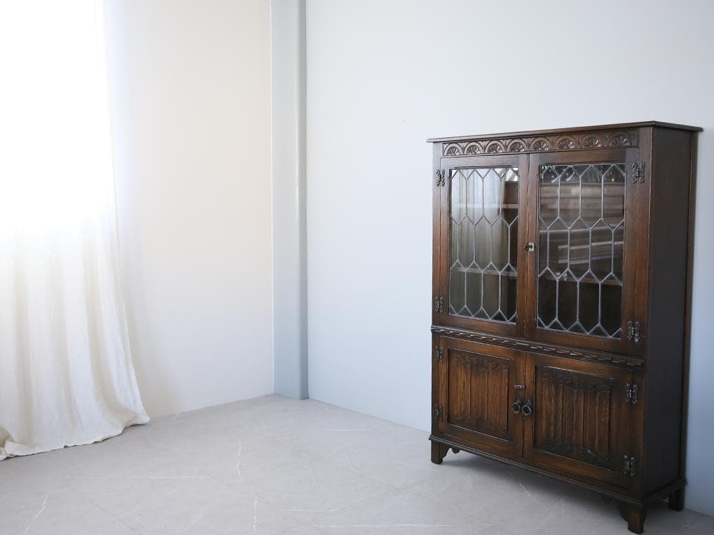 英国アンティークJC社製キャビネット/ディスプレイ棚/本棚/飾り棚(92-19)