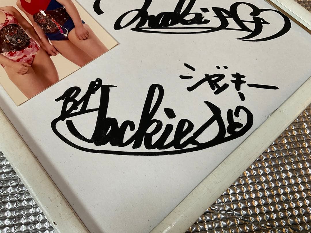 ビューティーペア／ジャッキー佐藤&マキ上田肉筆サイン色紙【昭和の