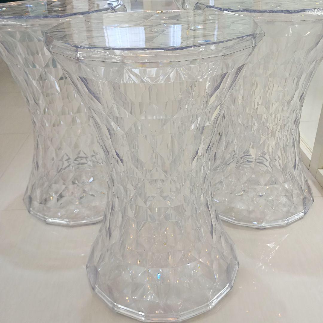 ４脚kartell スツール　クリア ダイヤモンドカット