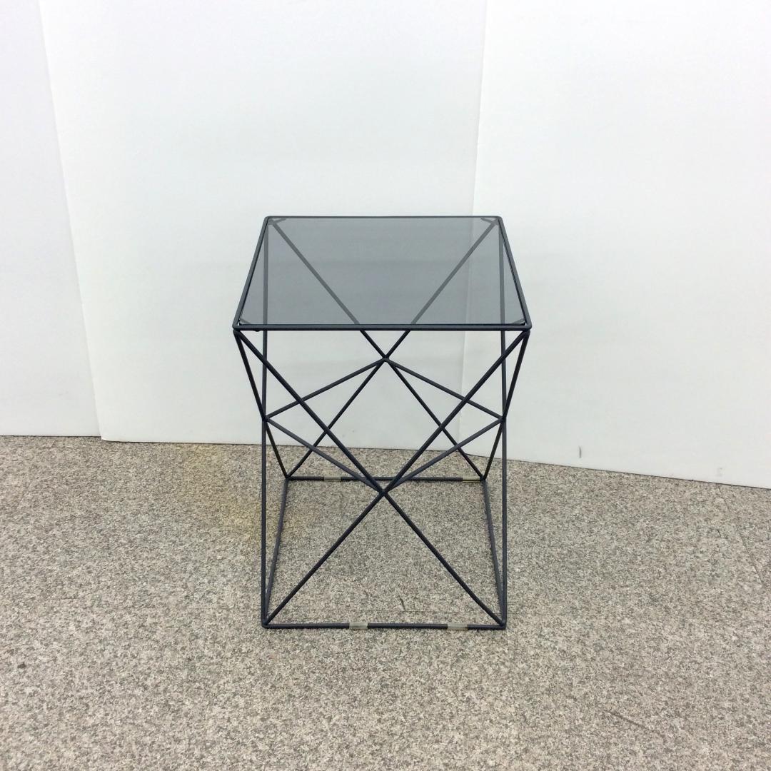 サイドテーブル ワイヤーベース ガラス天板ワイヤーテーブル