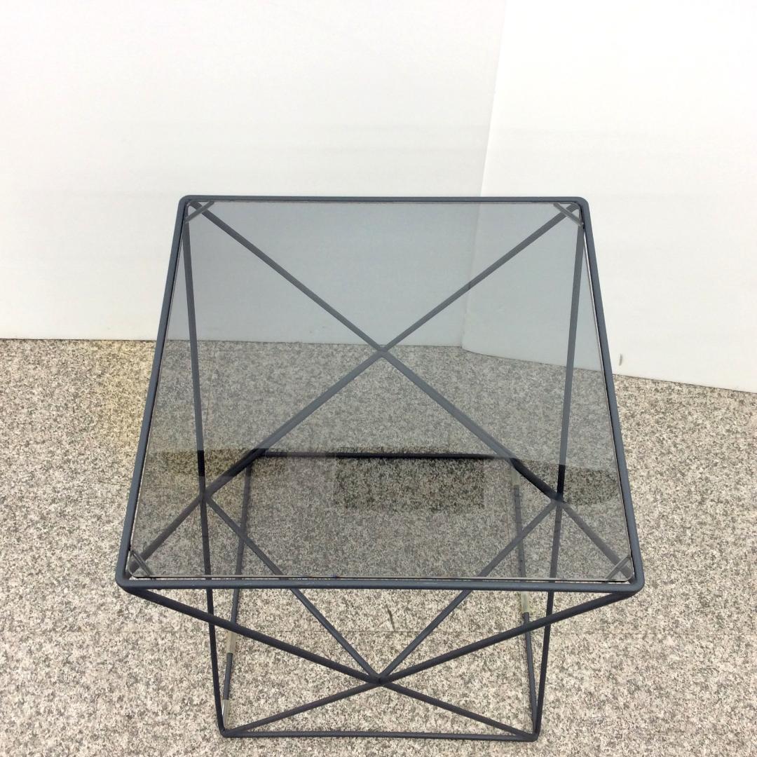 サイドテーブル ワイヤーベース ガラス天板ワイヤーテーブル