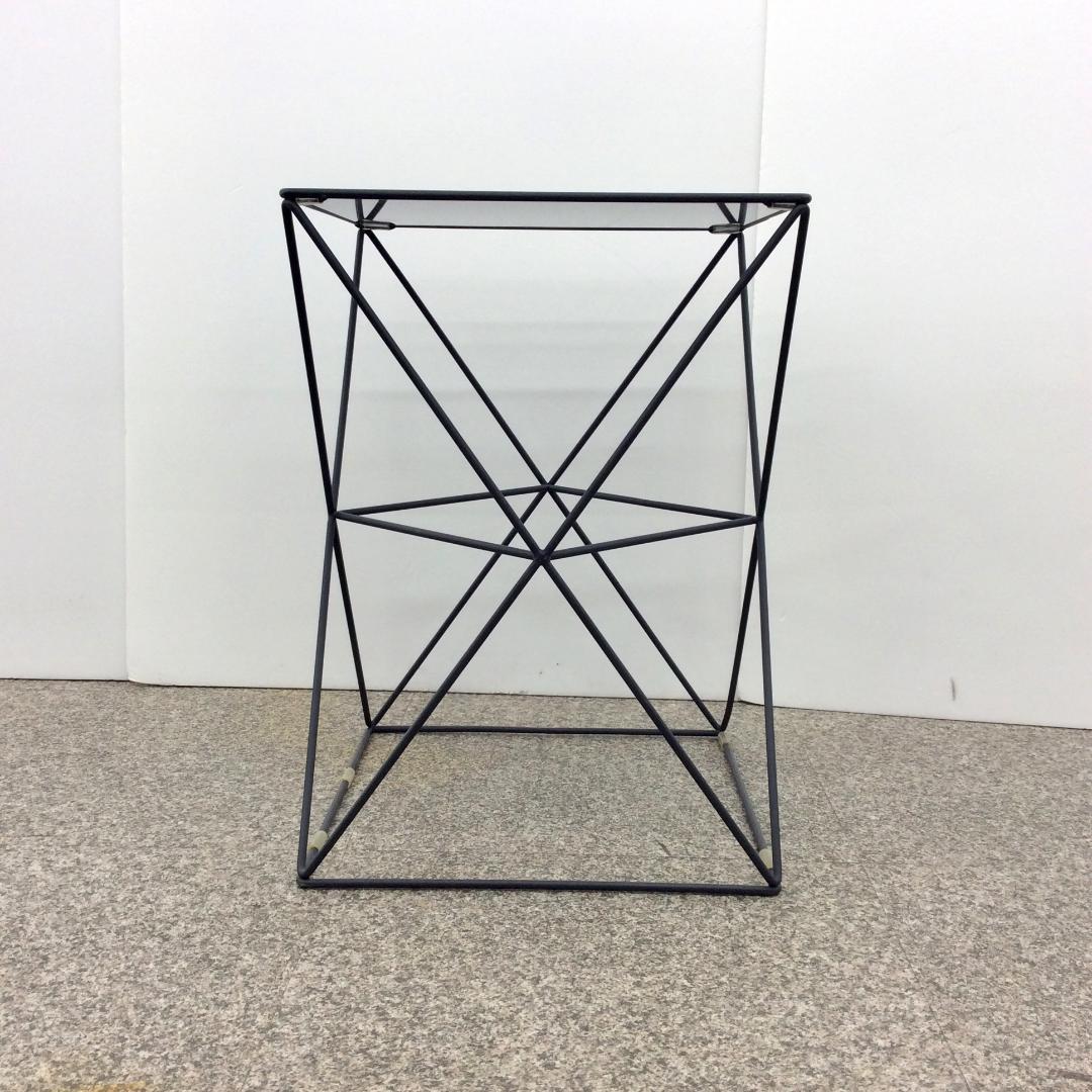 サイドテーブル ワイヤーベース ガラス天板ワイヤーテーブル