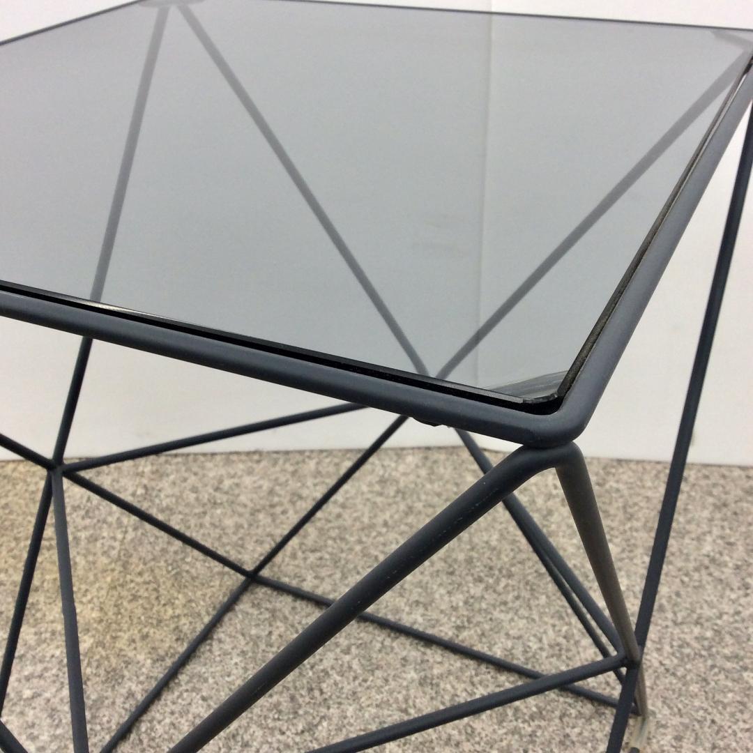 サイドテーブル ワイヤーベース ガラス天板ワイヤーテーブル
