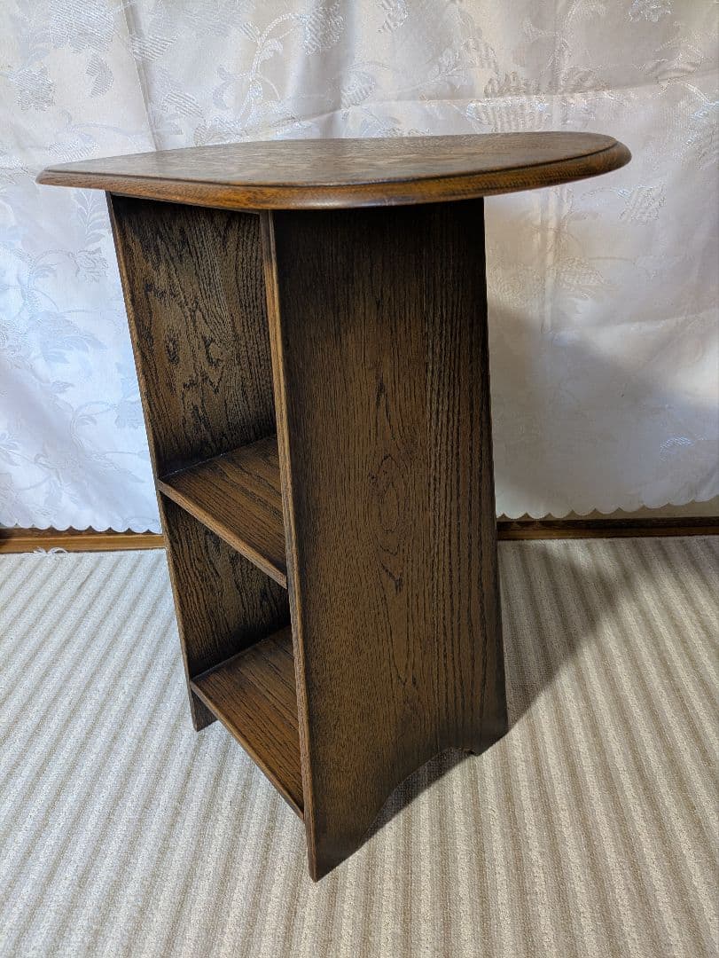 木製オーバル型3段棚 イギリスアンティーク ダークブラウン - メルカリ