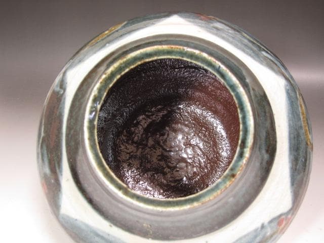 ☆ 河井寛次郎 呉須草花図壺 雰囲気ある品です☆y539