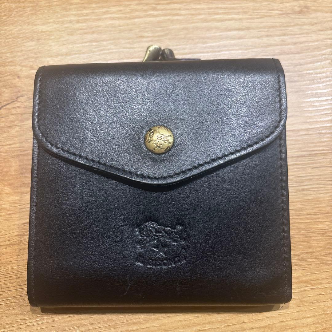 カラーブラックイルビゾンテ 財布 IL BISONTE 2つ折りがま口ウォレット