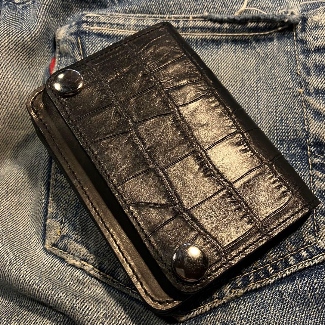 お札が折れない！ミドルトラッカーウォレット 3層 シルバー 栃木レザー