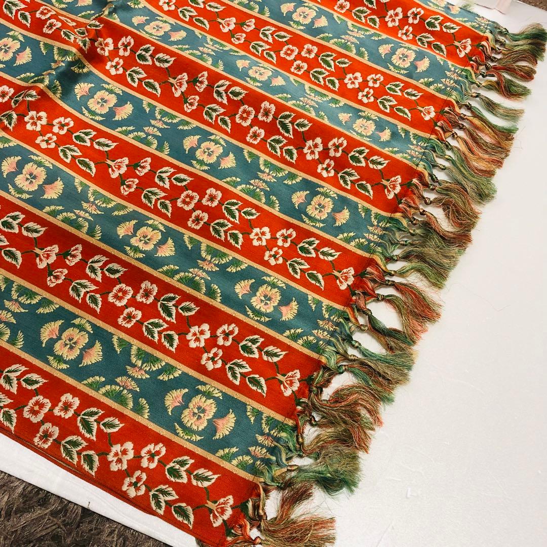 9 龍村 天平繍華文錦 54×130 テーブルセンター 織物 花柄