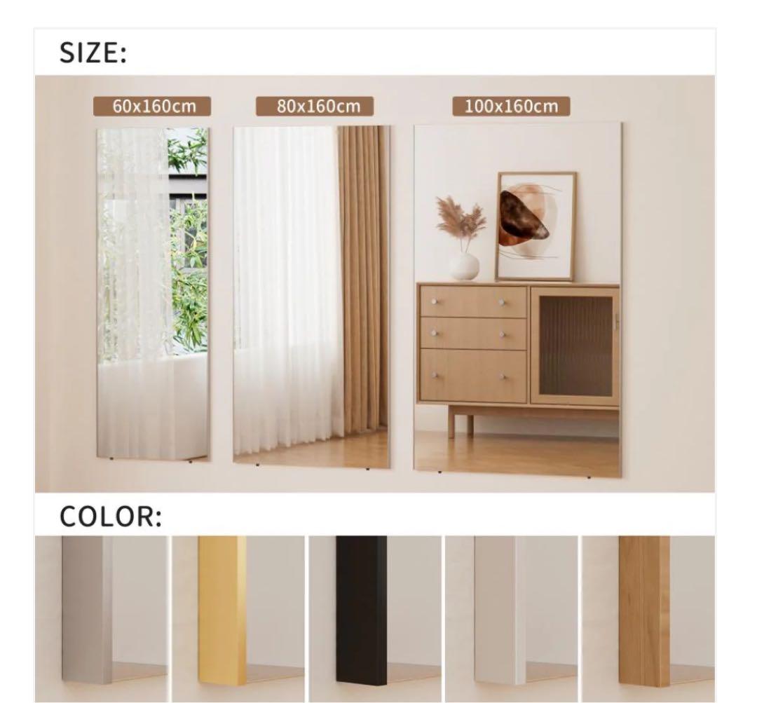 軽壁掛け鏡160x100cm黒