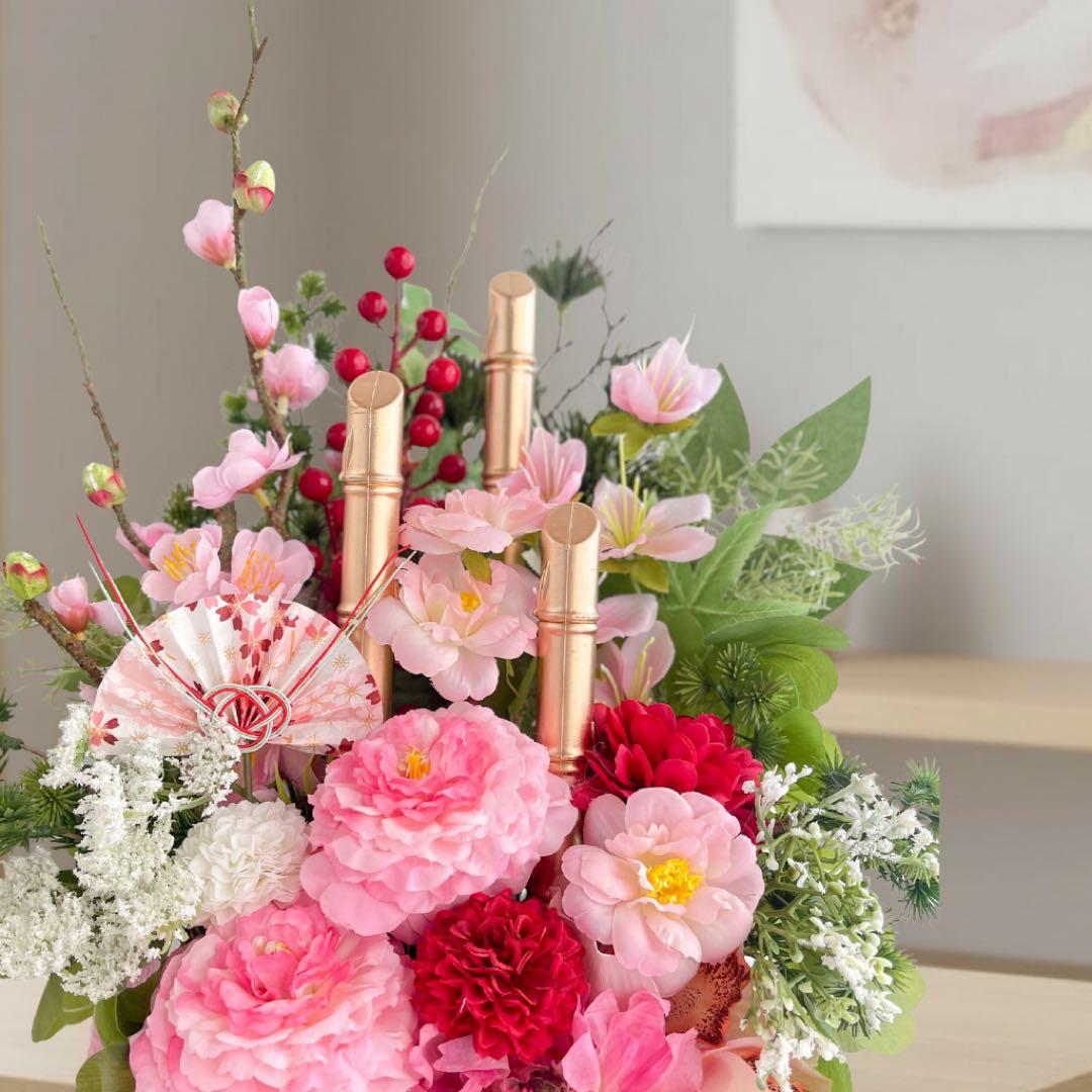 ㉕ 和モダン門松 M｜可憐な花々と竹が奏でる、モカアンドマルシェの迎春アレンジ