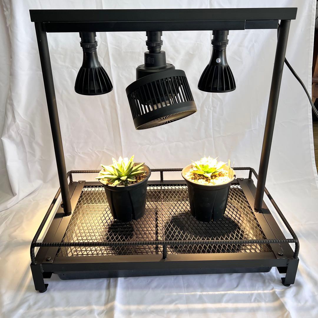 植物棚水受けトレー付き、ライティングレール付き！ライト高さ調整可能バー通気性抜群