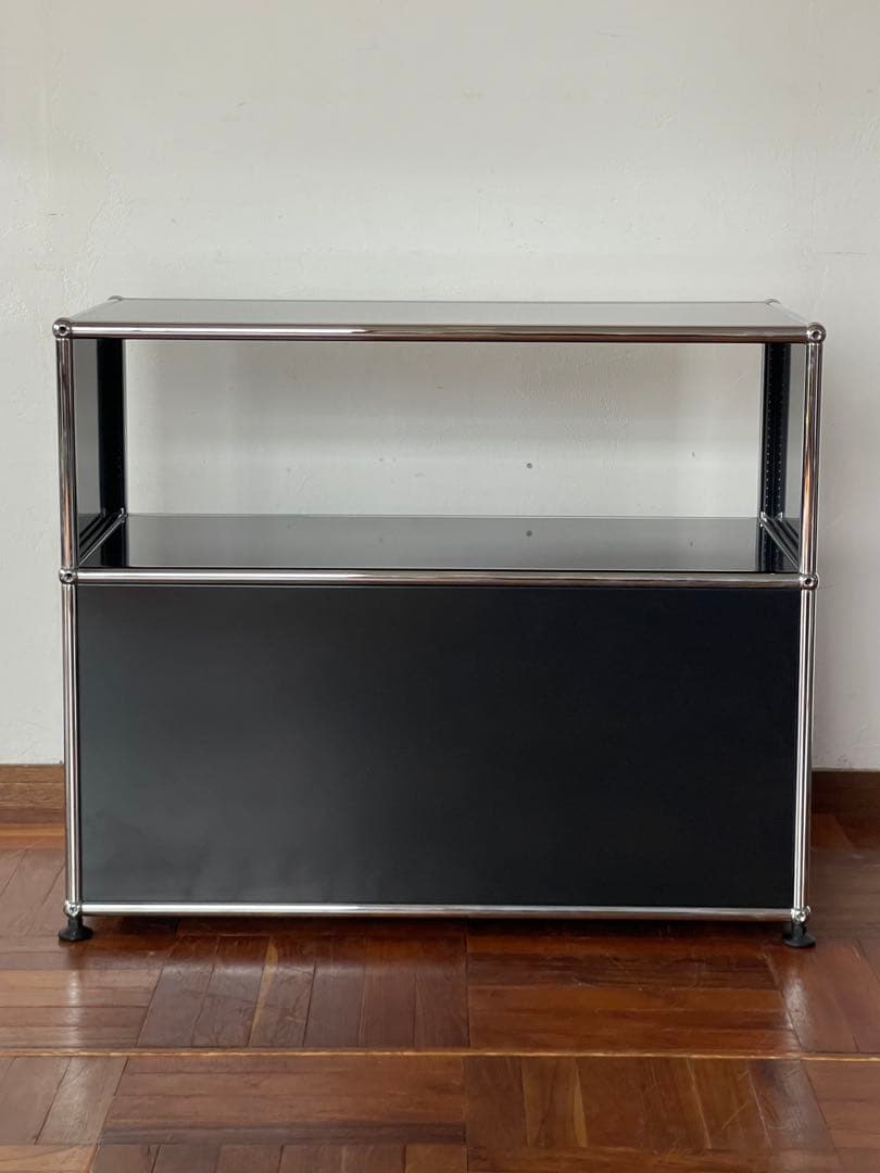 USM ハラー 1列 2段 フリップアップ ドア キャビネット ブラック