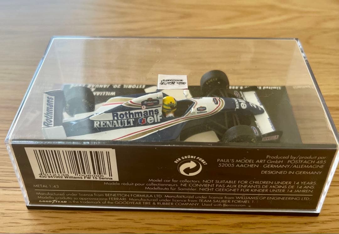 ミニチャンプス F1 ウィリアムズ FW15 A.セナ 1/43 ロスマンズ仕様
