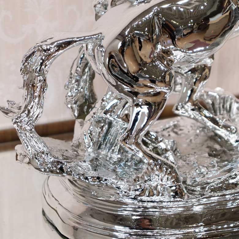 馬の置物 オブジェ ツインホース 風水 縁起物 オーナメント シルバー